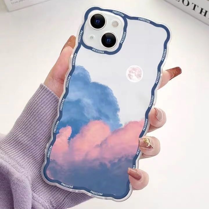 Soft Case TPU Transparan Motif Bulan Untuk Iphone 13 Pro Max 12 11 XS XR X 8 7 6 Plus Mini SE 2020