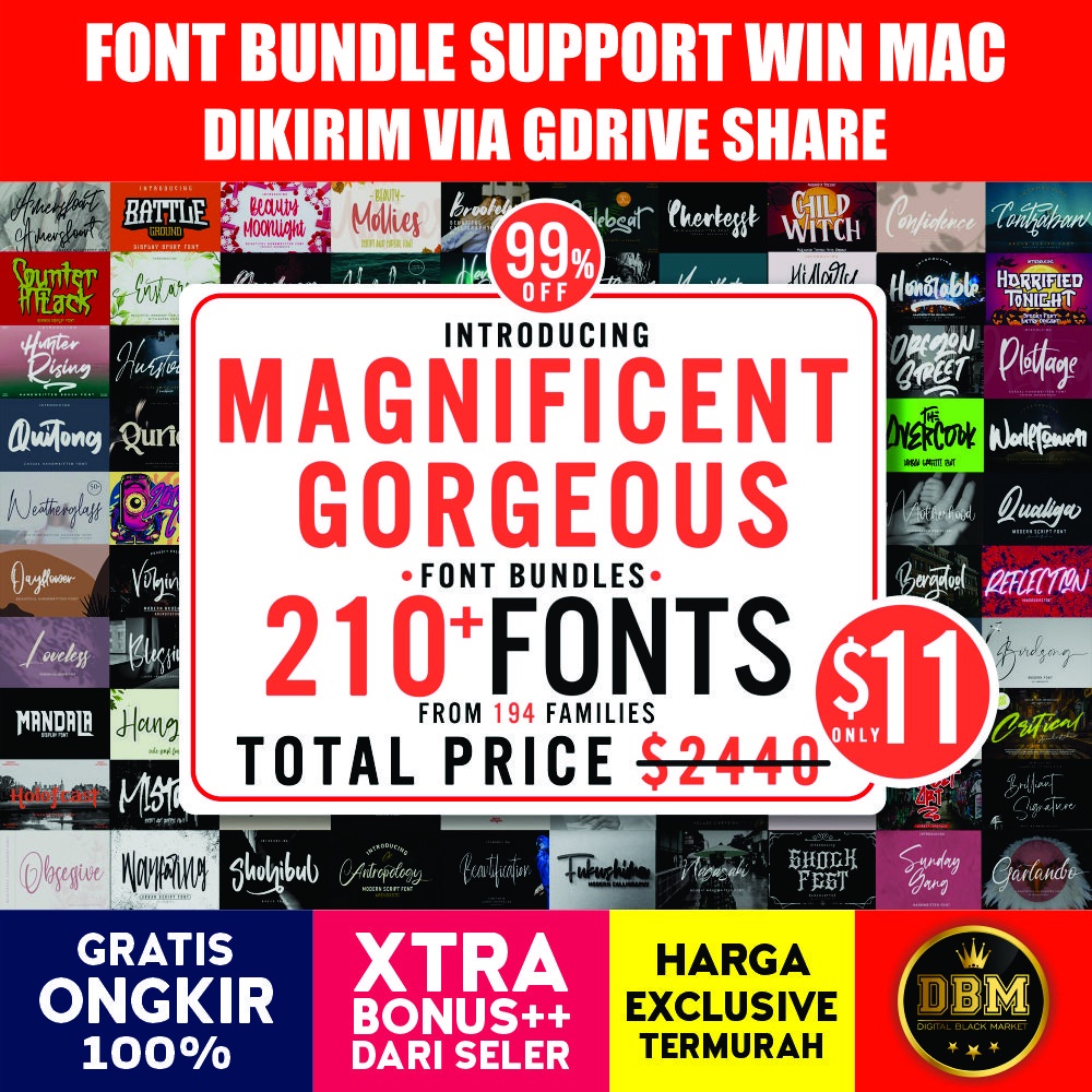 194 Magnificent Fonts Bundle