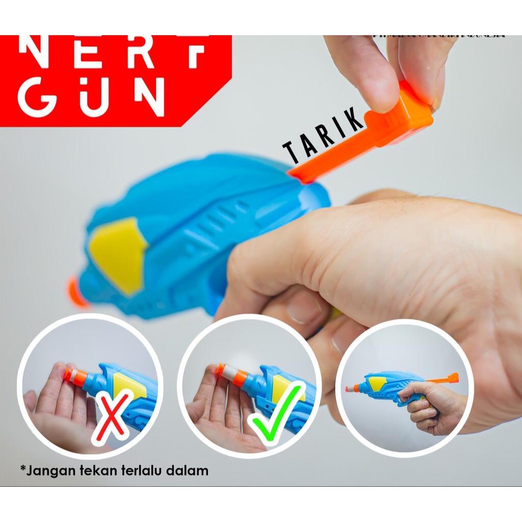 Pistol Mainan Anak aman dimainkan bahan SOFT halus-Nerf Gun