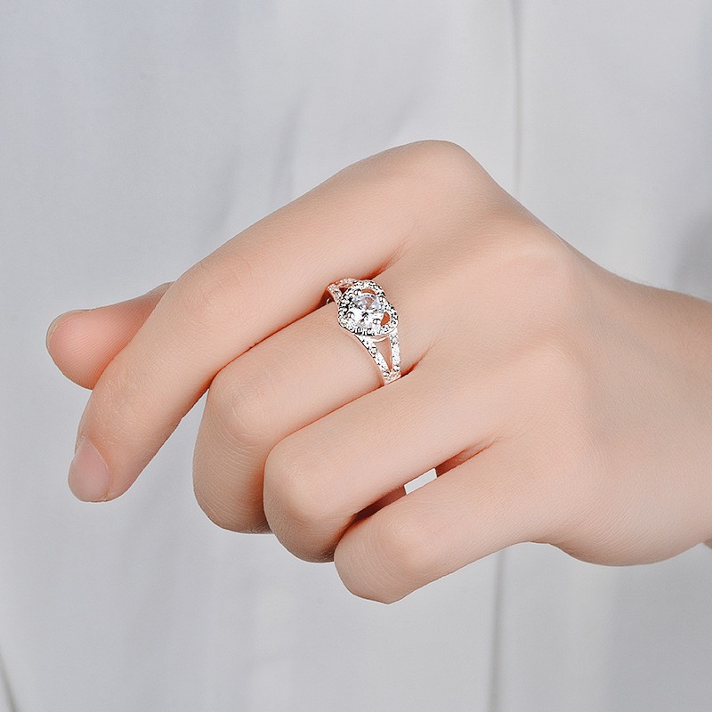 Cincin Perak 925 Asli Cincin Perak untuk Wanita Berbentuk Hati Berlian Cincin Fashion Aksesoris Perhiasan/Cincin Perempuan