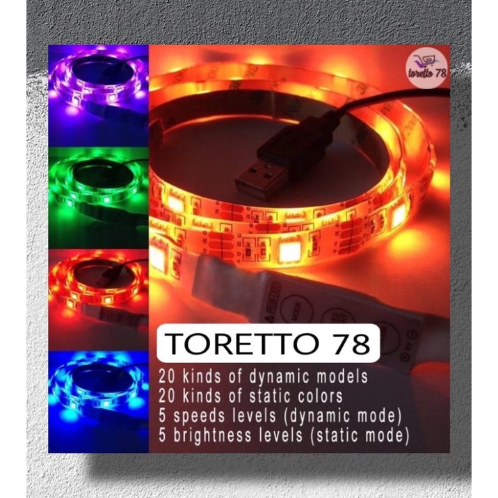 Lampu Strip LED USB 5V 5050  SMD 5CM+REMOTE RGB Untuk Dekorasi