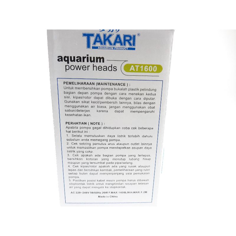 Promo murah POMPA AQUARIUM TAKARI AT 1600