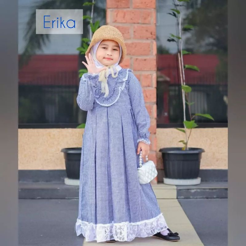 ERIKA DRESS KIDS KATUN SQUARE MIX BRUKAT/GAMIS MUSLIM ANAK 8-9 TAHUN MIX RENDA BRUKAT/FAR MOSLEMSTORE