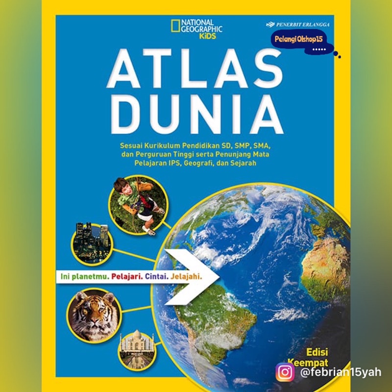 BUKU ATLAS DUNIA EDISI KEEMPAT NASIONAL GEOGRAPHIC ERLANGGA ORIGINAL