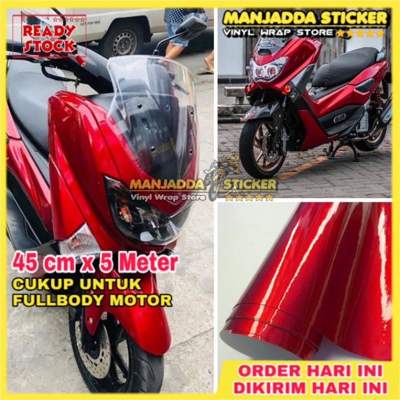 Stiker Skotlet Motor Merah Maroon / Merah Candy 45cm X 5meter