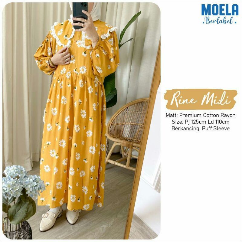 RINE MIDI MIDIDRESS BUNGA MATAHARI // SANSI MIDI