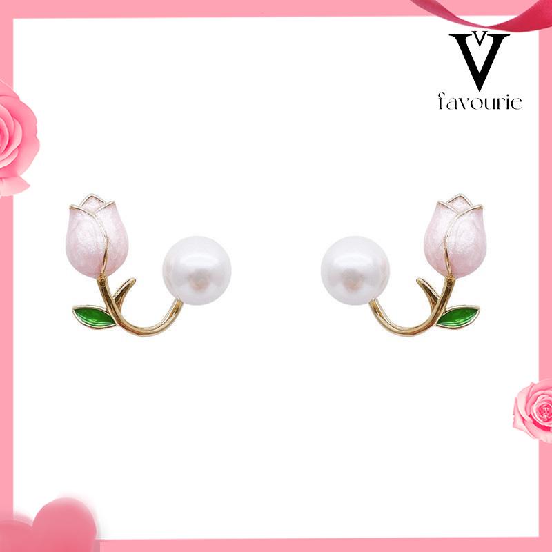 [COD]Hiasan Mutiara Imitasi Bunga Tulip Temperamen Anting Modis Manis-FA