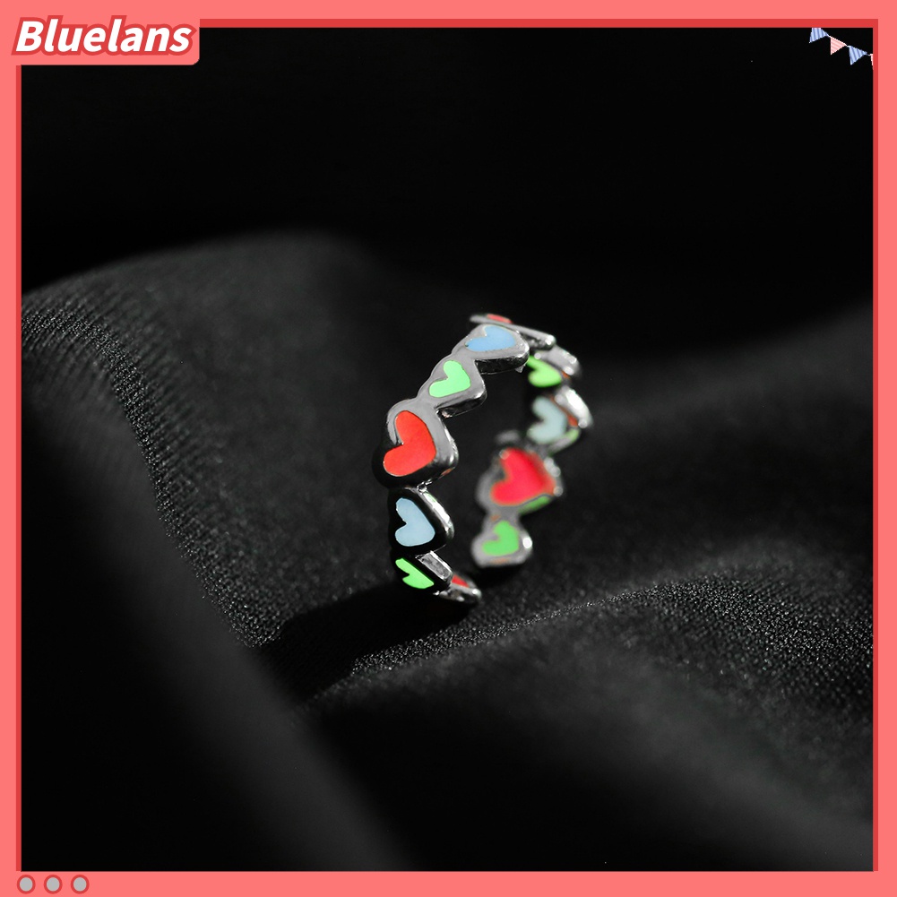 Cincin Luminous Warna-Warni Bentuk Hati Untuk Pasangan