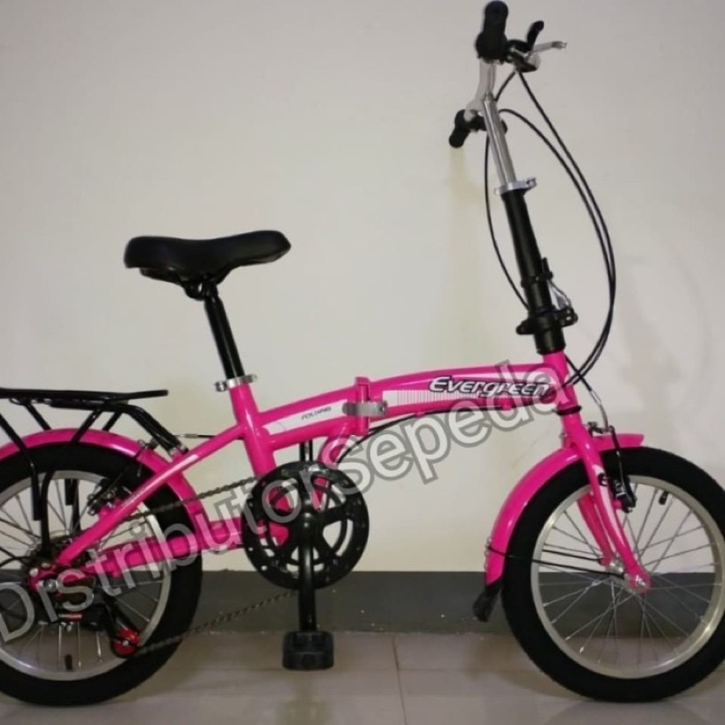 Sepeda Lipat 16 Evergreen 1 Speed 7 Speed Girl Single Speed Folding Bike Sepeda Anak Dewasa