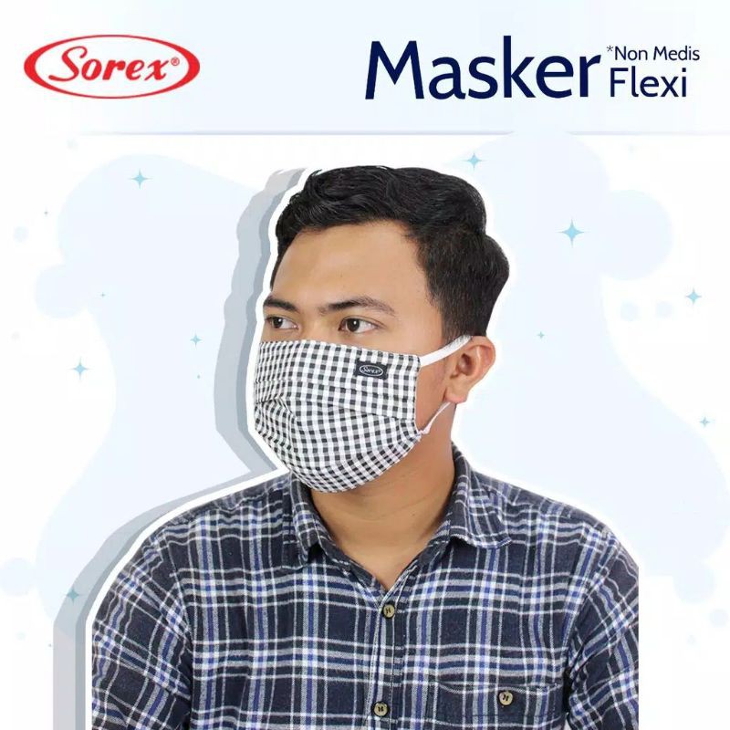 Sorex Masker Sanitized Pria Wanita Non Medis 2 Lapis Kain R26 Flexi