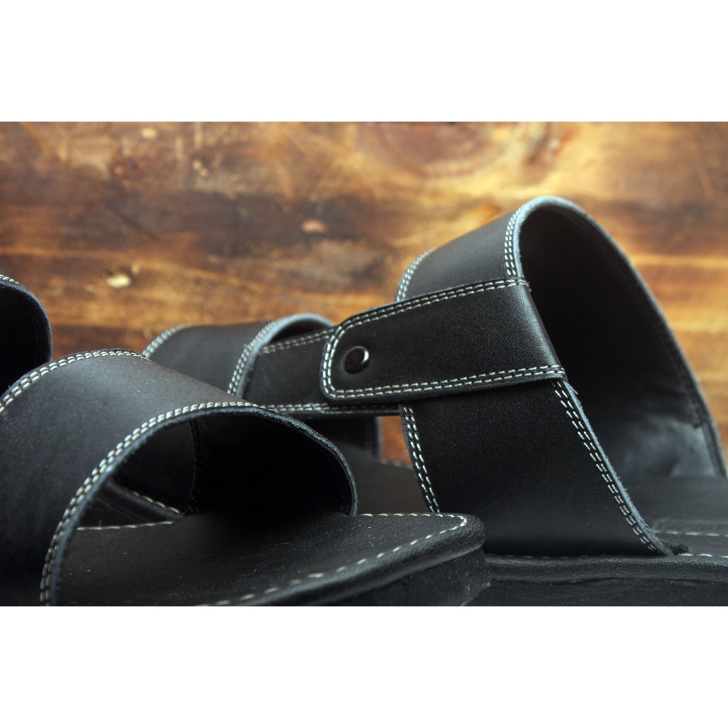 Sandal Pria Kulit Asli Rasheda Series Gr 01 Sendal Slide Selempang Jumbo