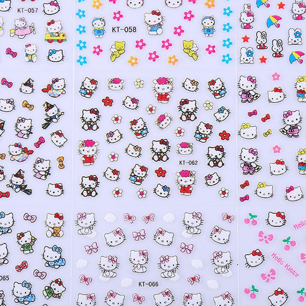 [Elegan] Stiker Kuku Gadis 30Pcs/set Perekat Diri Manikur Aksesoris Kucing Kartun Nail Art Dekorasi