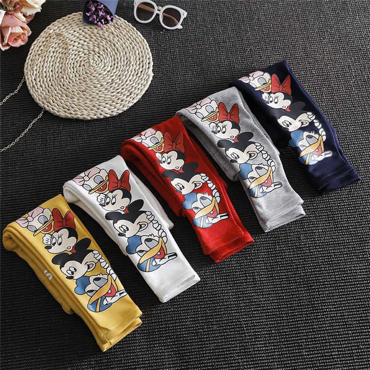 Legging anak perempuan umur 3-7 tahun Motif mickey mouse celana anak cewek imut elastis lembut impor-1