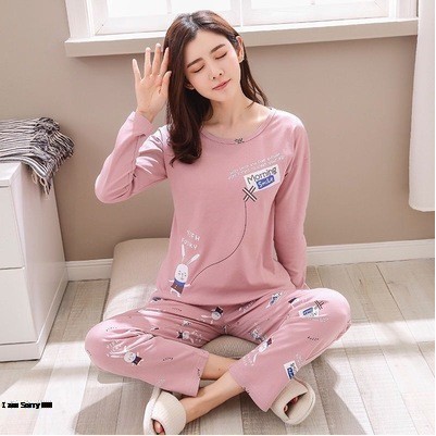 Set Baju Tidur Spandek Piyama Lengan Celana Panjang Import Lucu Cantik 88911