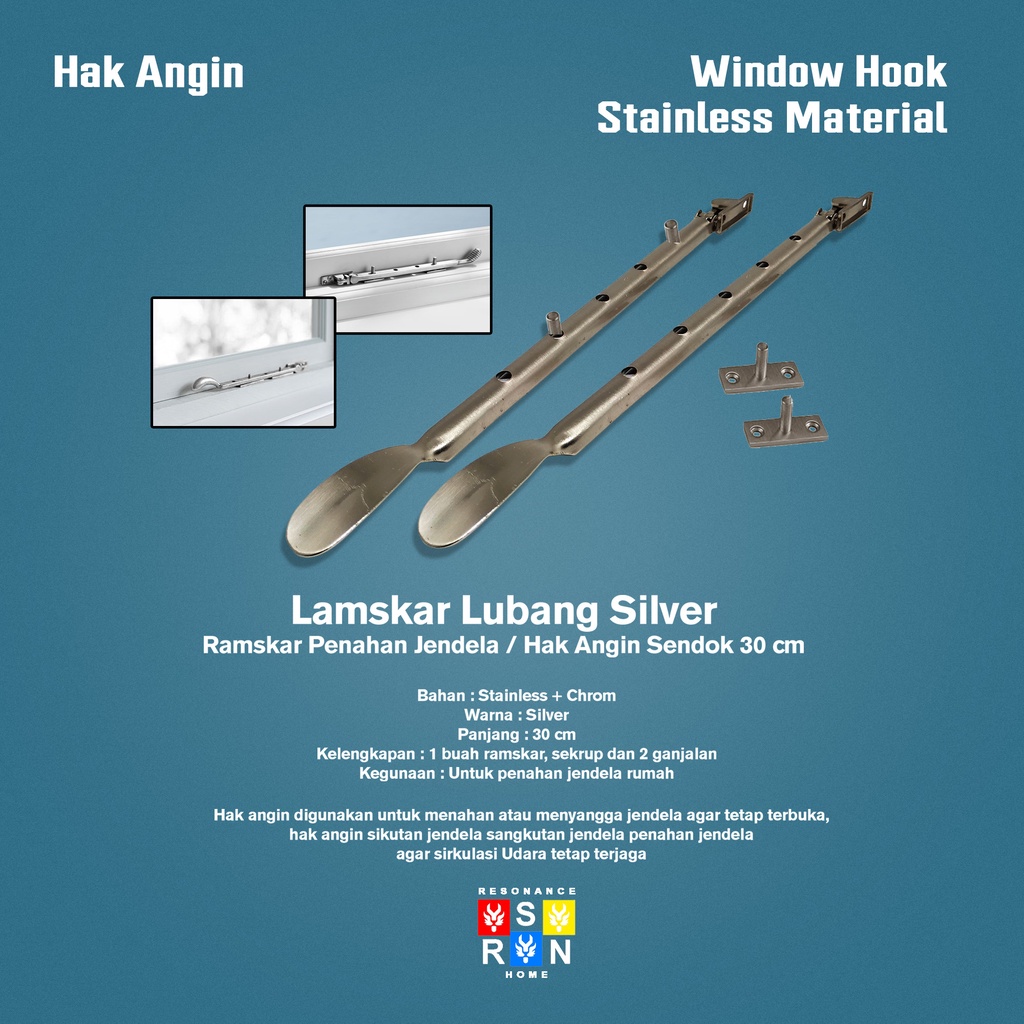 Lamskar Lubang Silver l Hak Angin Sendok 30 cm Resonance Home