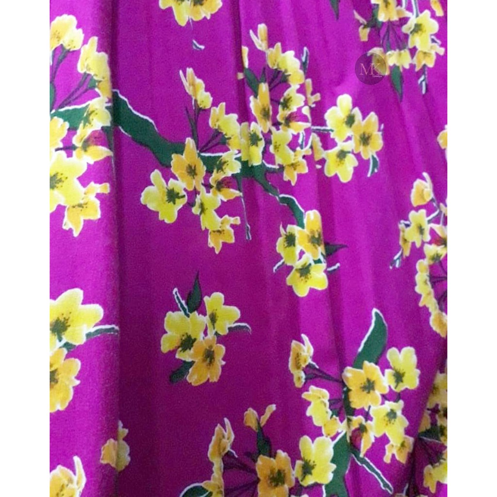 Rayon Motif Bahan Daster Pink Fuschia Lime Yellow Green