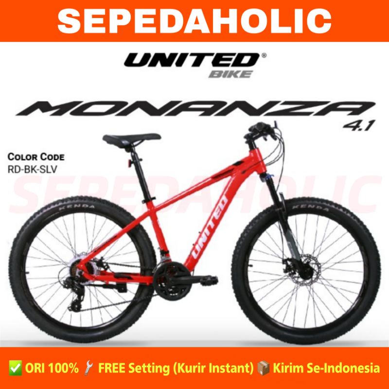 Sepeda Gunung MTB UNITED MONANZA 4.1 27.5 Inch Alloy 3x8 Speed Rem Cakram Garansi Resmi 5 Tahun