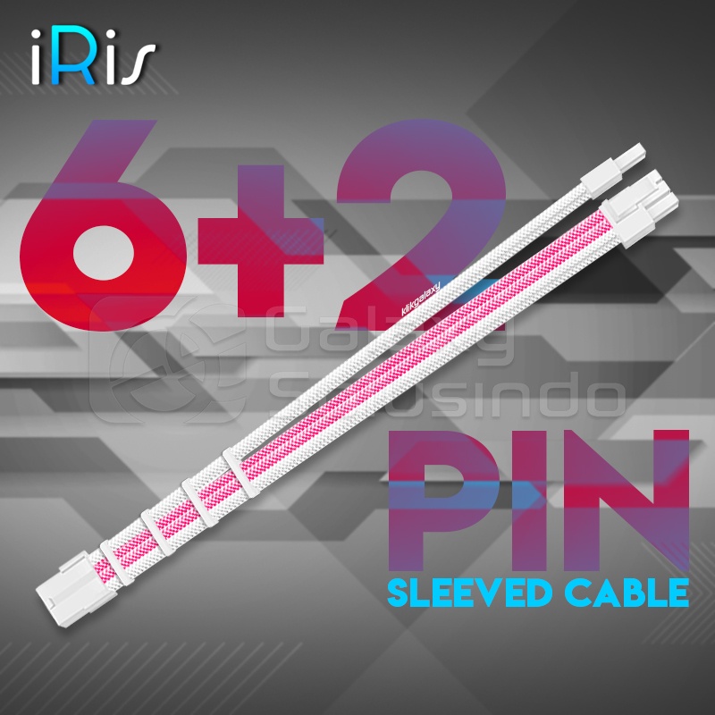 iRis ATX 6+2 Pin 8 Pin Extension Sleeved Cable - White Pink