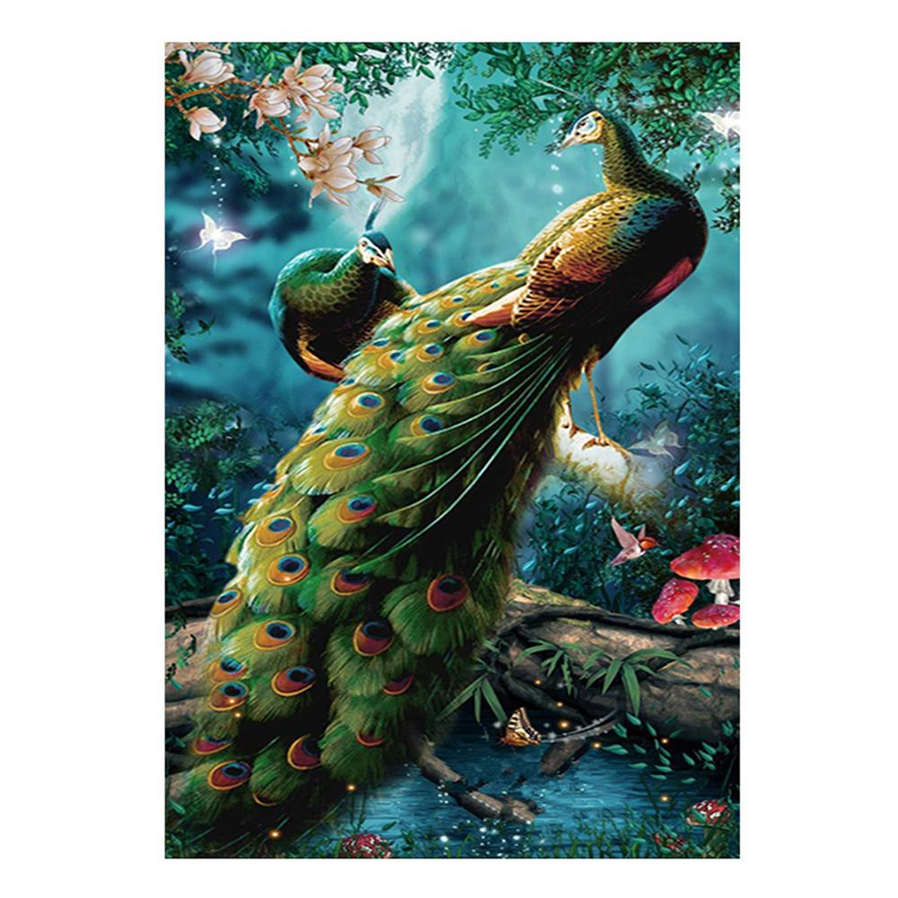 Lukisan Sulaman Berlian 5d Jahitan Bersilang Desain Burung Merak