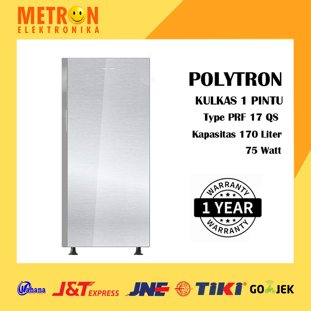 POLYTRON PRF 17 QS KULKAS LEMARI ES 1 PINTU 170 LITER SILVER / PRF17QS