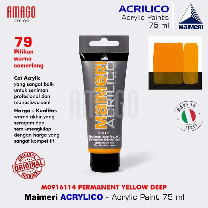 MAIMERI ACRILICO ACRYLIC PAINT- PERMANENT YELLOW DEEP -75ML - M0916114