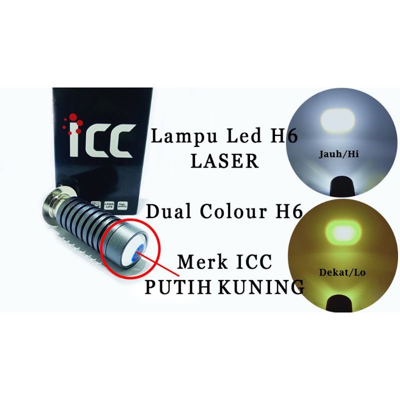 sale lampu led h6 laser hi lo beam 2warna icc ac dc bebek matic universal