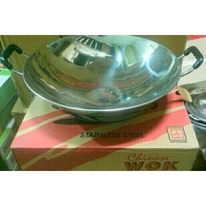 Wajan Stainless Maspion Chinese Wok 30 cm