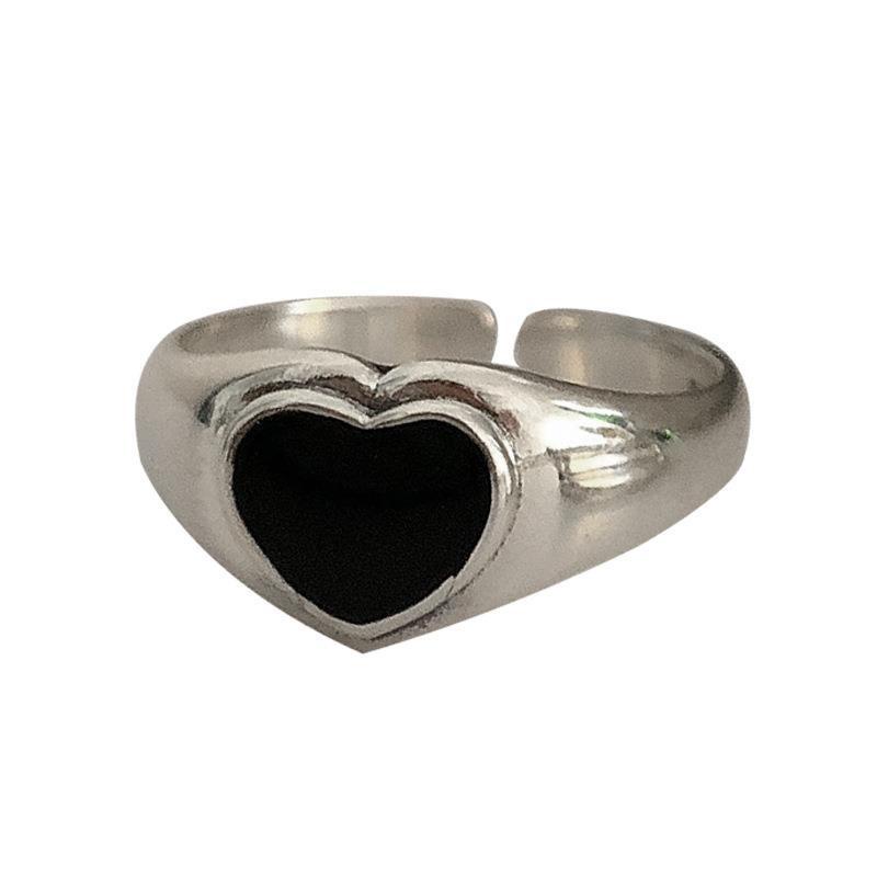 Silver Heart Ring Ring Accessories Korea Personality Simple Fashion Trend