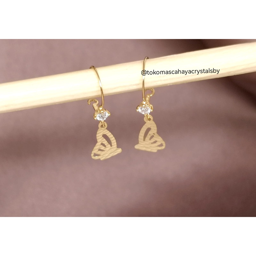 Anting Hook Kupu-Kupu Emas kadar 8k 37.5% 375