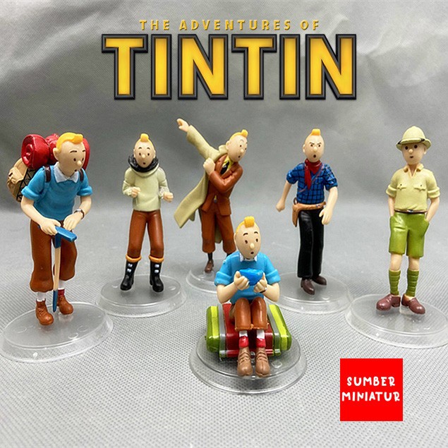 Petualangan Tintin Mainan Set Figure Pajangan Miniatur isi 6 pcs