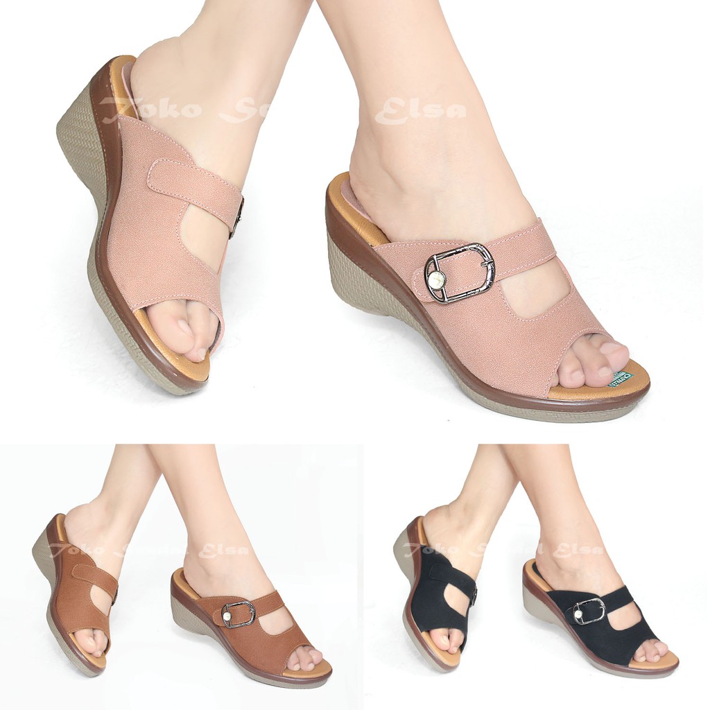 sandal wedges slop wanita cs02