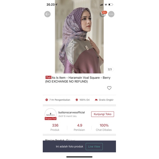 Buttonscarves Haramain Berry - As Is Item