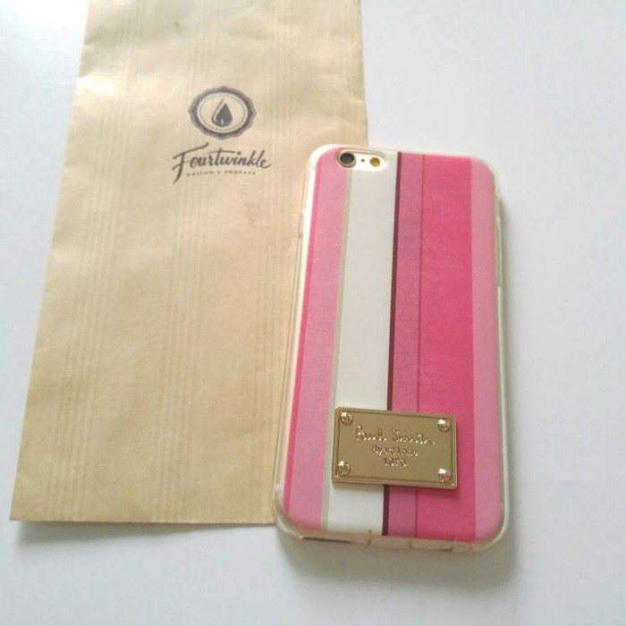 Casing iphone6 6s Paul Smith pink stripes soft jacket