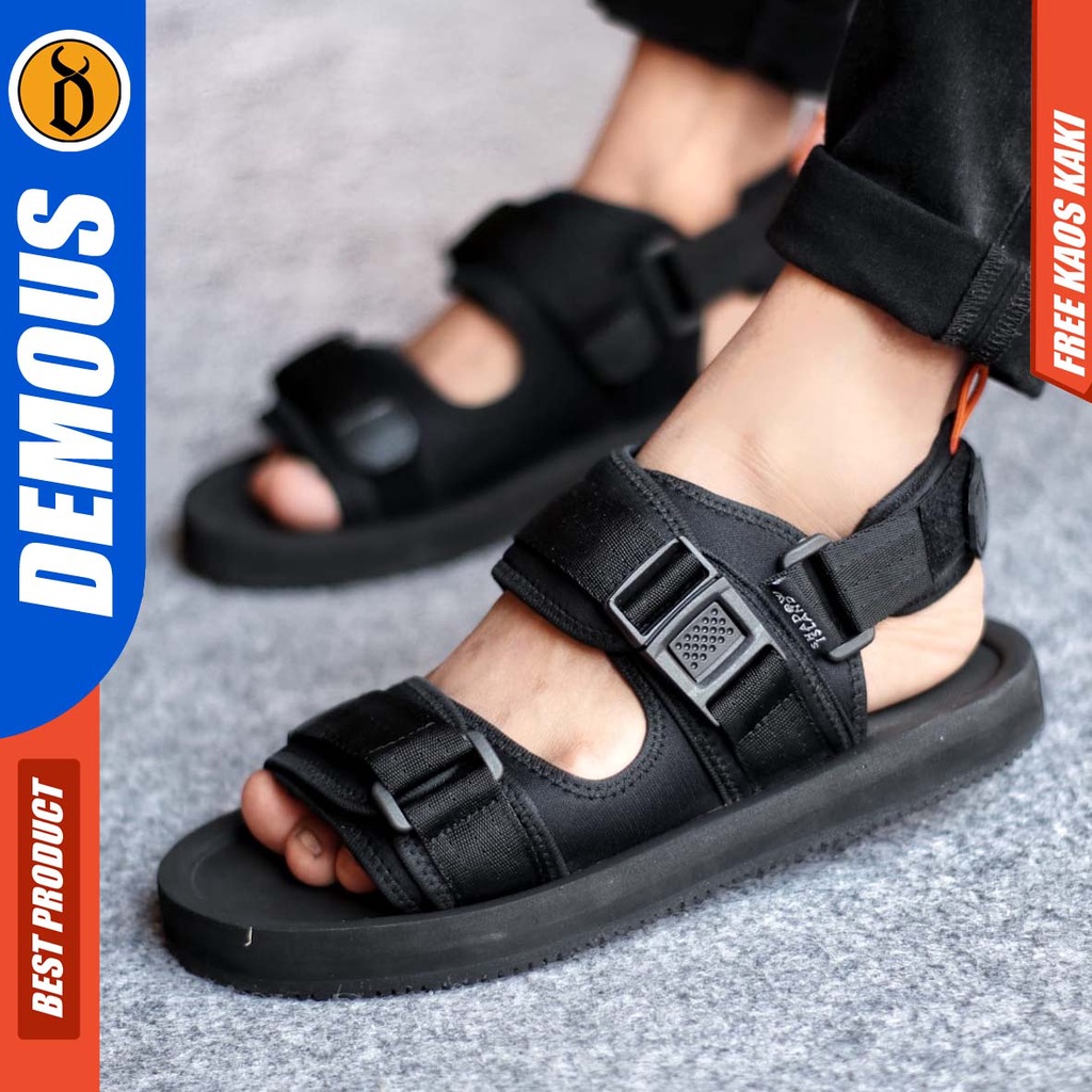 DEMOUS TAIN Sepatu Sandal Gunung Traveling Pria Murah Casual Kekinian Hitam