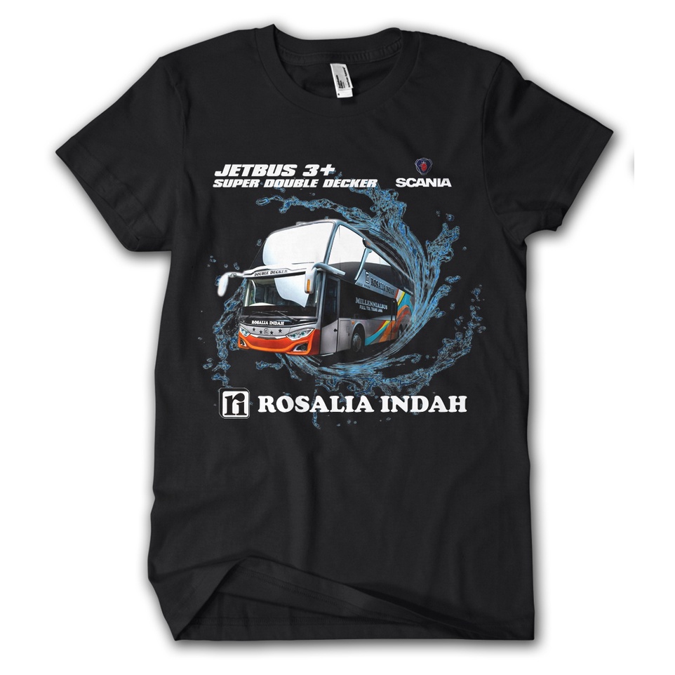 kaos bis mania Rosalia indah double decker - Hitam
