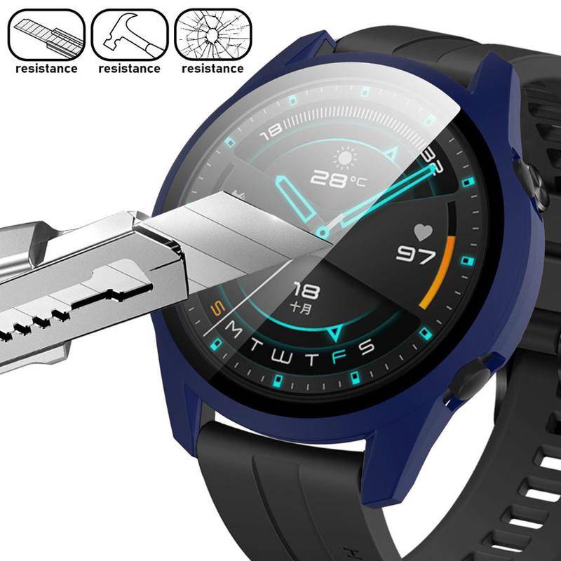 Pelindung Layar Tempered Glass Bumper Frosted Untuk Huawei Watch 3 Pro 46mm / 48mm