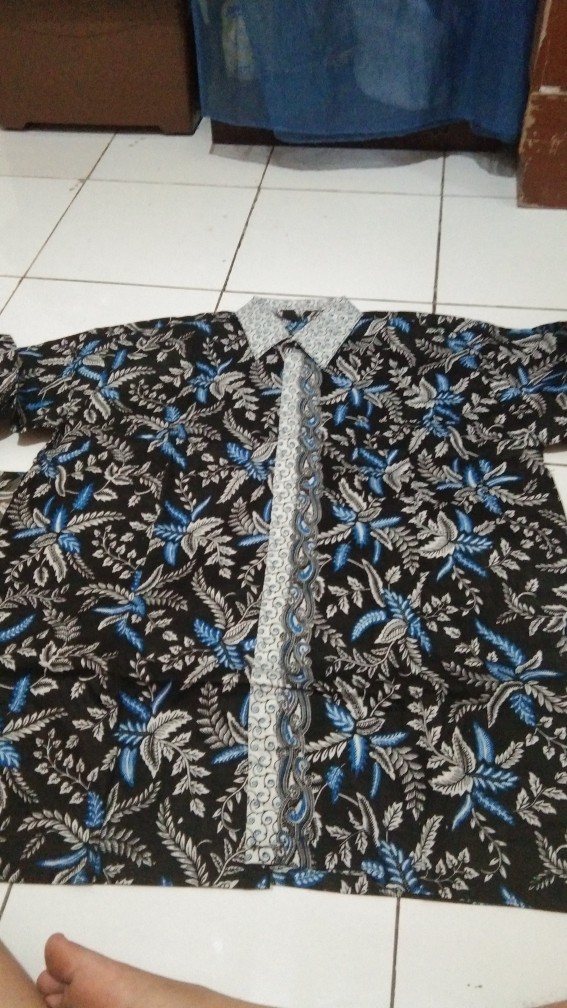 Batik Couple Keluarga Sania Ruffle Ori Ndoro Jowi Dnt Sogan Motif Blarak Biru