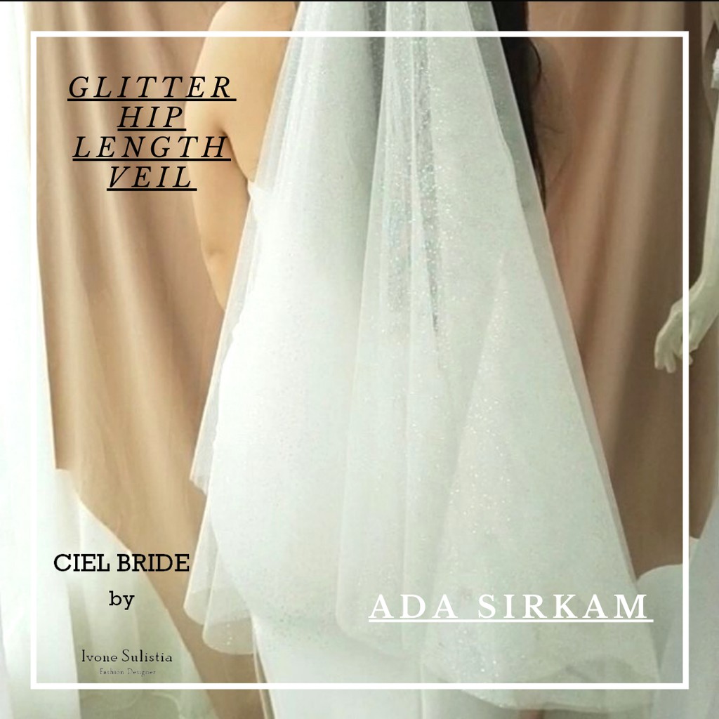 wedding veil kerudung pengantin slayer glitter hip length