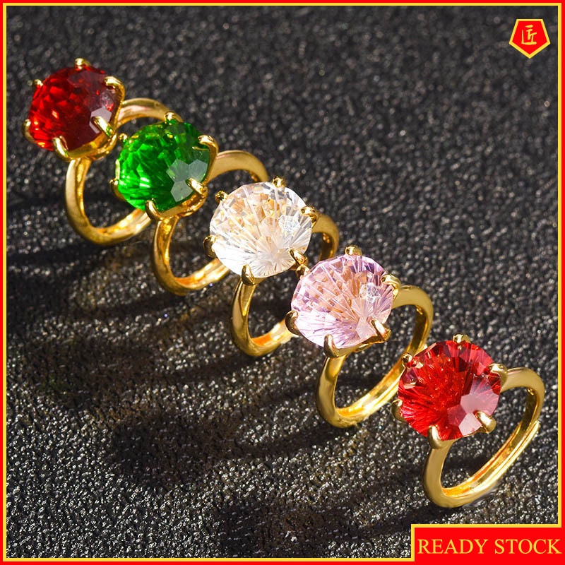 [Ready Stock]Fashion Exquisite Colored Gems Open Ring for Women