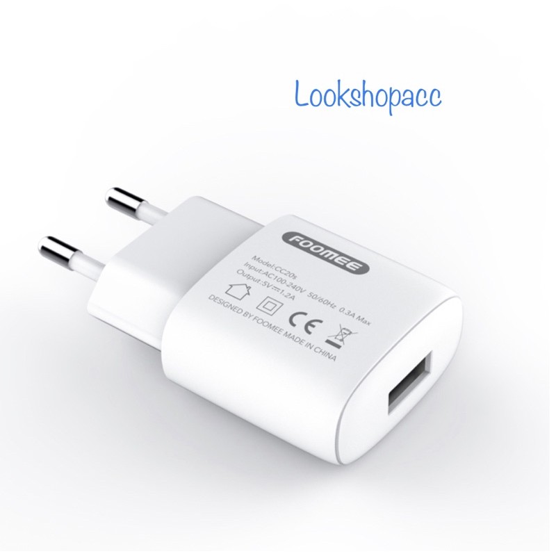 Adaptor Charger Foomee CC20S ( Perpcs/Eceran ) 1 USB Port 1.2A Original Foomee