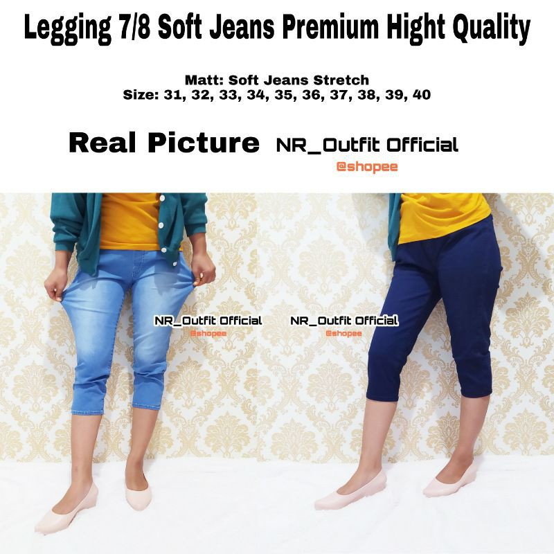 Legging 7/8 Jeans Wanita Big Size Leging Jumbo Pinggang Karet Hight Quality NR_Outfit Official COD