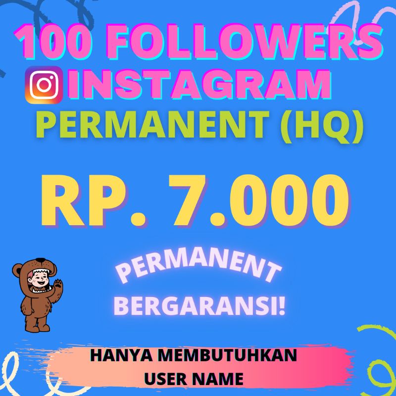 100 FOLLOWERS IG HAMPIR PERMANENT MURAH HIGH QUALITY