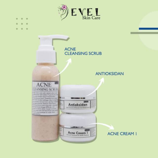 EVEL SKINCARE PAKET ACNE 1 ( JERAWAT RINGAN & ADA IRITASI PADA KULIT KEMERAHAN)