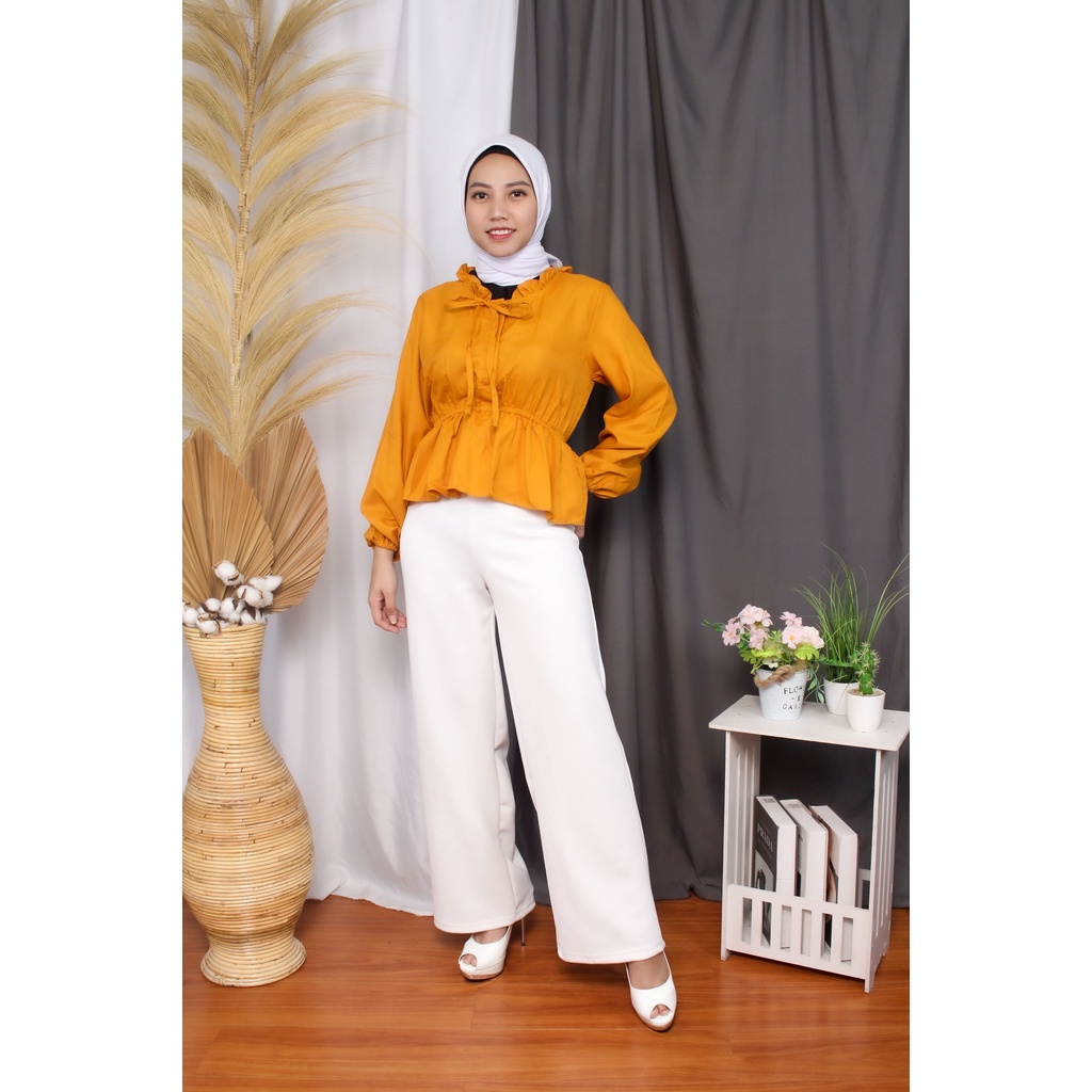 Tq88indonesia Baju Blouse Polos Kekinian / Mikela Blouse / Blouse Wanita / Blus / Baju Atasan Cewek Terbaru / Ootd Terbaru / Outfit Citayam Kekinian