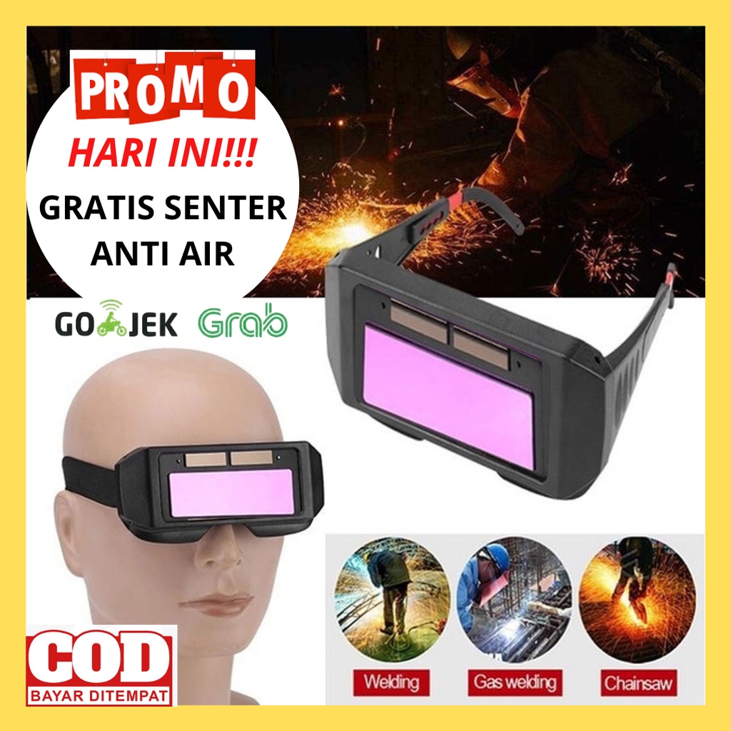 Kacamata Las Listrik Api Besi Karbit Auto Otomatis Automatis Dark darkening Anti Radiasi Bening Buka
