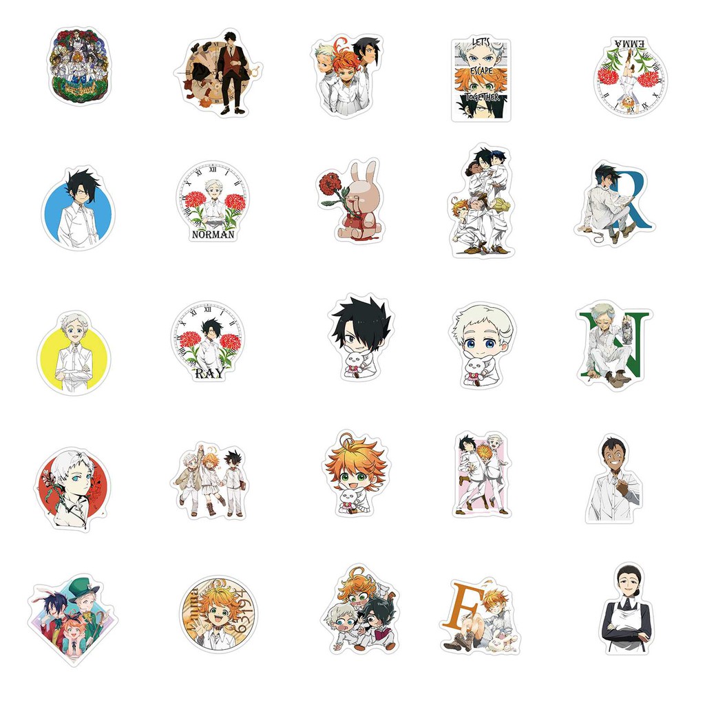 50 Pcsset Stiker Pvc Anti Air Motif Kartun The Promised Neverland Untuk Dekorasi