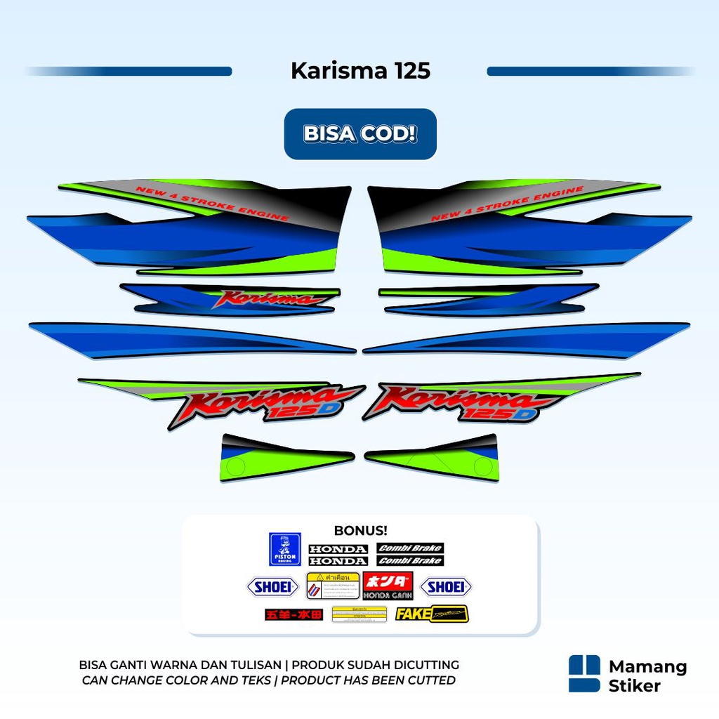 Striping Honda Karisma 125 D Variasi 7 Wave S Thailand i Karisma X Tahun 2002 2003 2004 2005 2006 Si