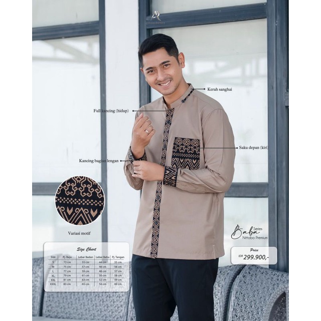 Terbaru √ Baba Series Ar by Arya Saloka Baju Koko Kurta Kemeja Atasan Pria Lengan Panjang || Anniha 