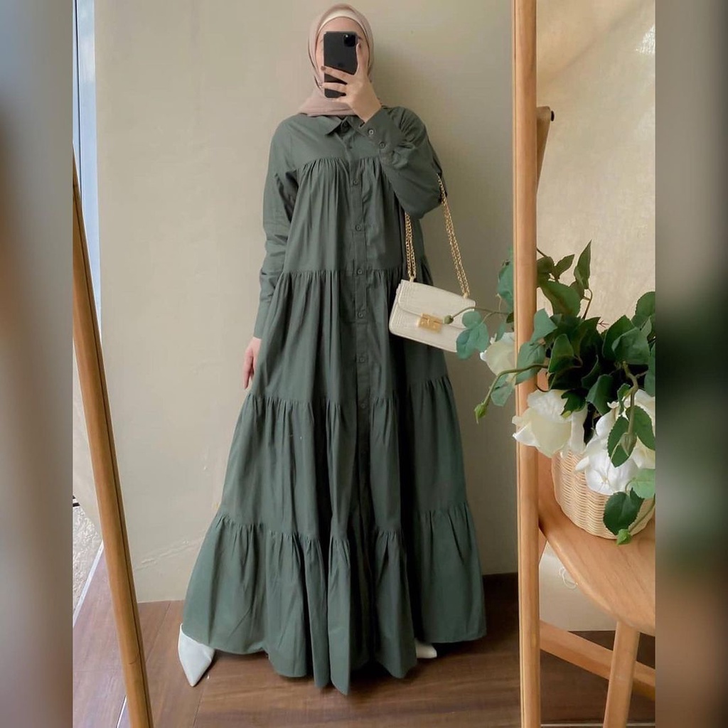 TERBARU- Asyila Dress Bahan Katun Paris / GAMIS LEBARAN / BAJU DEWASA MURAH TERBARU 2021