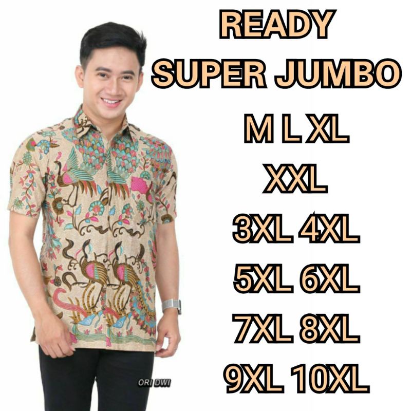 HJ9 Atasan pria | ukuran M-10XL SUPER JUMBO | Kemeja batik pendek motif merak |original pekalongan